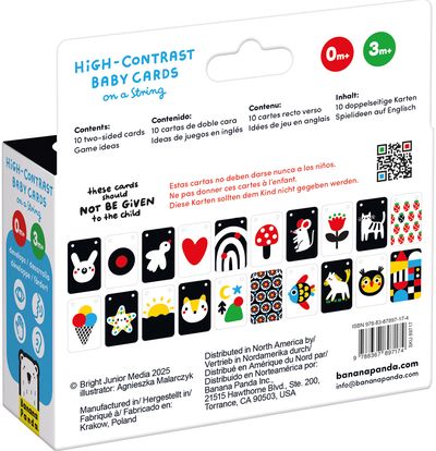 Lavinamosios kortelės kūdikiui BANANABANDA High-Contrast Baby Cards on a String 0-3