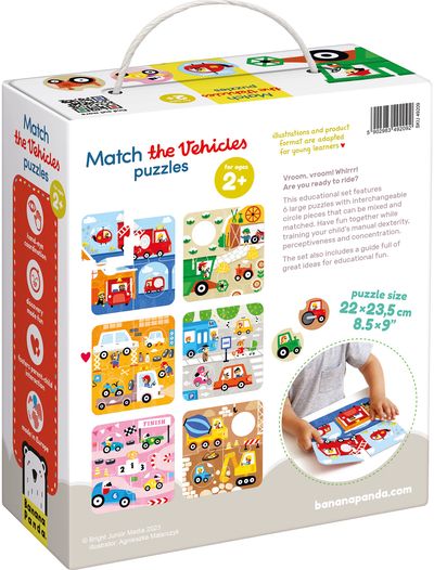 Lavinamoji dėlionė BANANAPANDA Match the Vehicles Puzzles 2+
