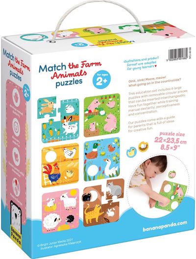 Lavinamoji dėlionė BANANAPANDA Match the Farm Animals Puzzles 2+