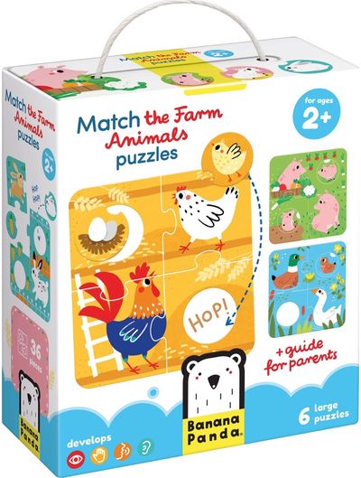 Lavinamoji dėlionė BANANAPANDA Match the Farm Animals Puzzles 2+