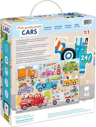 Lavinamoji dėlionė BANANAPANDA Moto Jumbo Puzzle Cars 3+