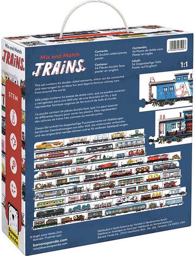 Lavinamoji dėlionė BANANAPANDA Mix and Match Trains 5+