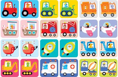 Atminties žaidimas BANANAPANDA Suuuper Size Memory Game Vehicles 2+