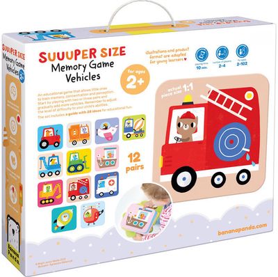 Atminties žaidimas BANANAPANDA Suuuper Size Memory Game Vehicles 2+