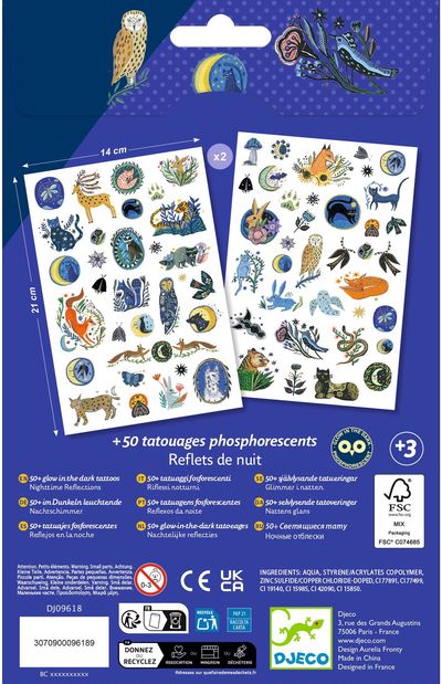 Laikinosios tatuiruotės DJECO Nighttime Reflections (50+ tattoos)