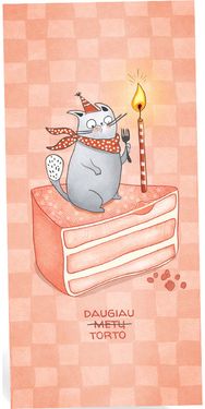 Pinigų vokelis su kortele Katukas ir tortas