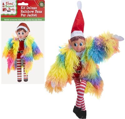 Elfo vaivorykštės spalvų paltukas ELVES BEHAVIN' BADLY ELF RAINBOW FUR COAT