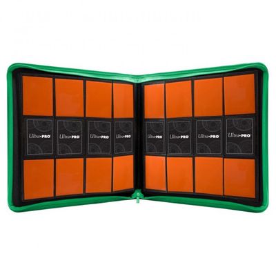 Kolekcinių kortelių albumas ULTRA PRO Vivid, 12 kišenių, su užtrauktuku, PRO segtuvas, žalias