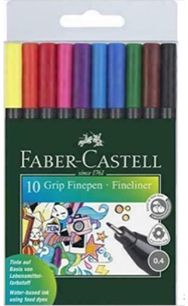 Rašiklių rinkinys FABER-CASTELL Grip Finepen, 0,4 mm, 10 sp.