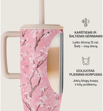 Termo gertuvė su šiaudeliu BURGA Sakura, 1200 ml