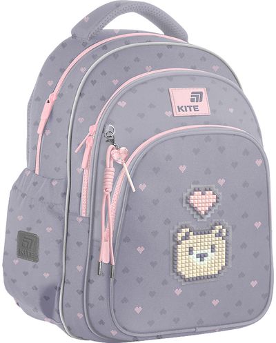 Ergonominė kuprinė KITE Pixel Love, S, 37 cm, pilkos sp.