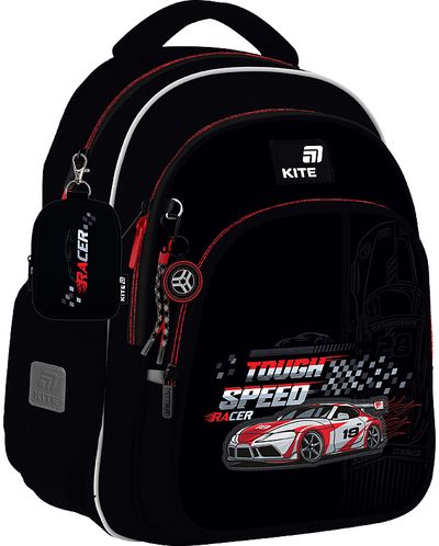 Ergonominė kuprinė KITE Speed Racer, S, 37 cm, juodos sp.