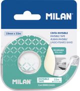 Lipni juostelė MILAN Invisible, matinė, su laikikliu, 19 mm x 33 m, bl
