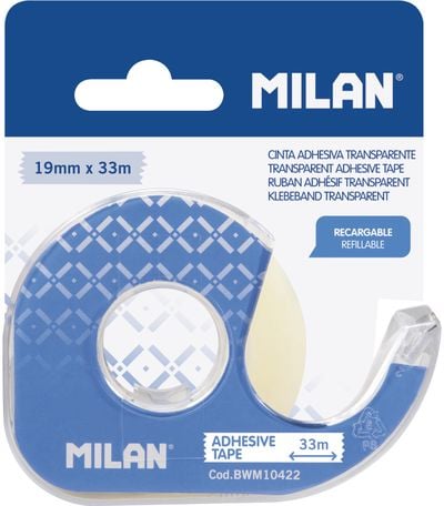 Lipni juostelė MILAN Invisible, skaidri, su laikikliu, 19 mm x 33 m, bl