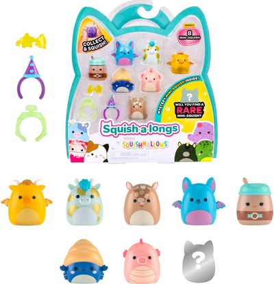 SQUISHMALLOWS SQUISH-A-LONGS Herojai, 8 vnt., 2,5 cm