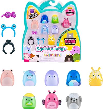 SQUISHMALLOWS SQUISH-A-LONGS Herojai, 8 vnt., 2,5 cm