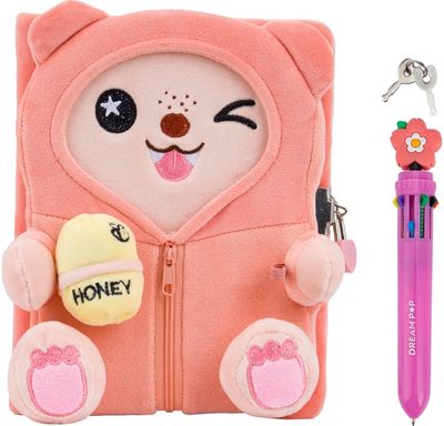 Dienoraštis TCD KIDS Bear, pliušinis, su tušinuku ir spynele, bl