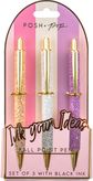 Tušinukų rinkinys POSH+POP Btw Glitter, rašo juodai, 3 vnt.
