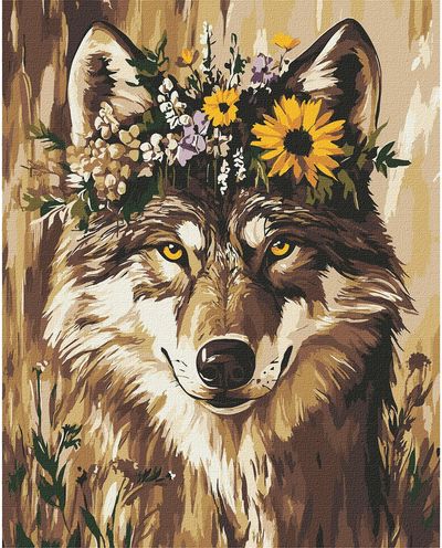 Tapyba pagal skaičius IDEYKA Gražuolė vilkė, art_selena_ua, 40 x 50 cm