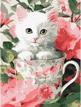 Tapyba pagal skaičius IDEYKA Katinas ir gėlės, art_selena_ua, 30 x 40 cm