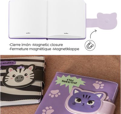Užrašinė MR Back2Fun Padded Kitty, su magnetiniu užsegimu, 96 l.,