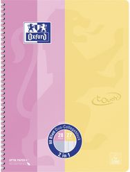 Sąsiuvinis OXFORD Touch Duo, su spirale, A4+, 80 l., linijoms/langeliais, įv. spalvų