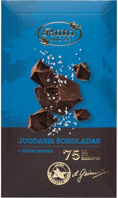 Juodasis šokoladas (75 %) su jūros druska, 90 g