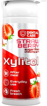 Kramtomoji guma su ksilitoliu DENTAL CARE, braškių skonio