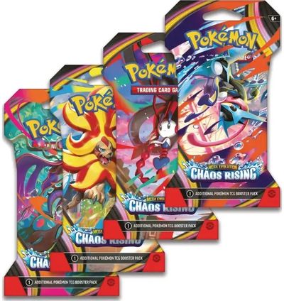 Kolekcinės kortelės Pokémon TCG: Mega Evolution ME04: Chaos Rising Sleeved Boo ster Pack, įv. rūšys