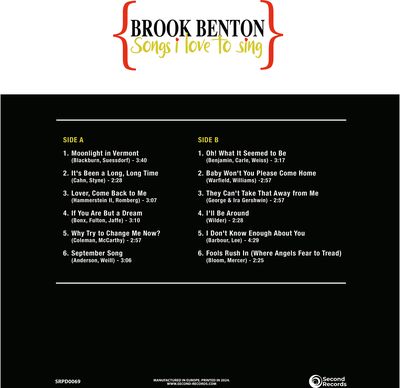 Brook Benton: Songs I Love To Sing, LP