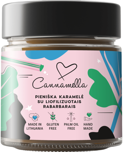 Pieniška karamelė su liof. Rabarbarais, 220 g