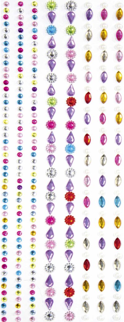 Dekoratyvinių kristalų juostelė FOLIA Sweet Candy, su lipniu pagrindu, 1 lapas, 10,5×26 cm
