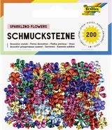 Dekoratyviniai kristalai FOLIA Sparkling Flowers, gėlytės, įvairių spalvų ir dyd žių, 200 vnt.