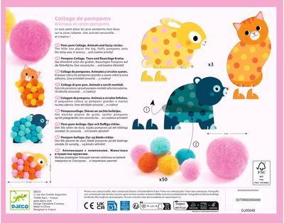 Kūrybinis rinkinys DJECO Animals and Pom-pom Circles