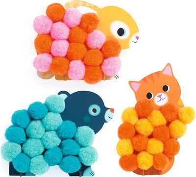 Kūrybinis rinkinys DJECO Animals and Pom-pom Circles