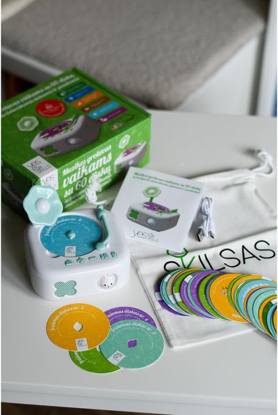 Muzikos grotuvas vaikams YES FOR SKILLS su 60 diskų (su įrašytomis lietuviškomis dainomis ir pasakomis)