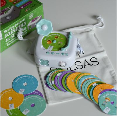 Muzikos grotuvas vaikams YES FOR SKILLS su 60 diskų (su įrašytomis lietuviškomis dainomis ir pasakomis)