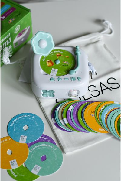 Muzikos grotuvas vaikams YES FOR SKILLS su 60 diskų (su įrašytomis lietuviškomis dainomis ir pasakomis)