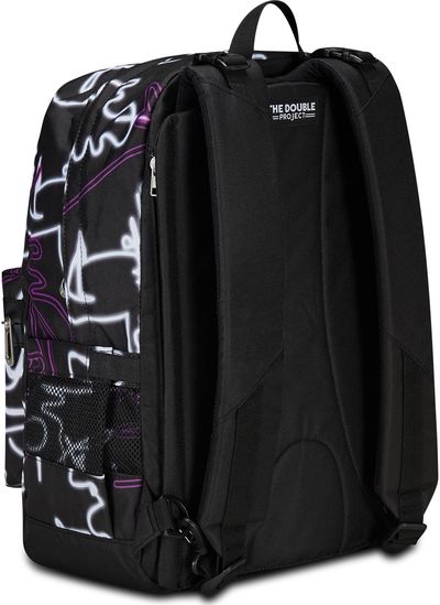 Dvipusė kuprinė SEVEN LEDCONTOUR, su ausinėmis, RPET, 44 cm, juoda/ grafiti