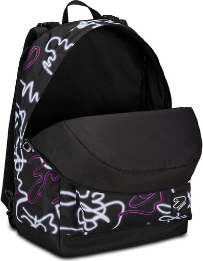 Dvipusė kuprinė SEVEN LEDCONTOUR, su ausinėmis, RPET, 44 cm, juoda/ grafiti