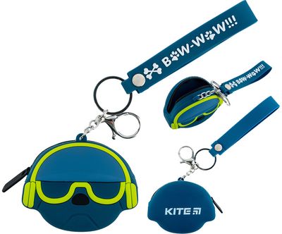 Monetų piniginė KITE BOW-WOW, t. mėlyna, silik.