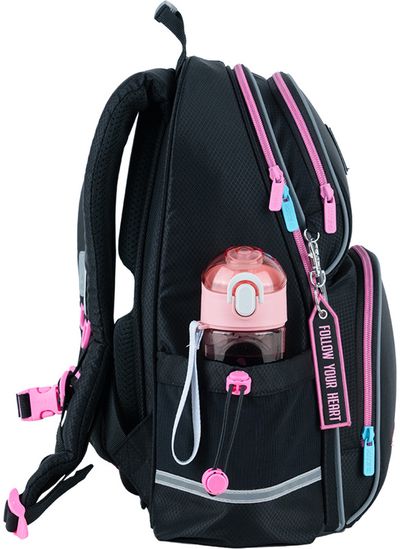 Ergonominė kuprinė Kite HEART, M, 39 cm, su LED, juodos sp.
