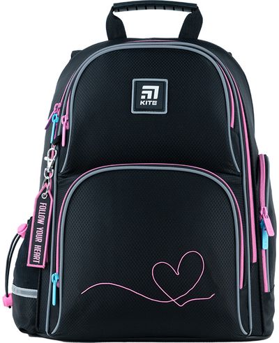 Ergonominė kuprinė Kite HEART, M, 39 cm, su LED, juodos sp.