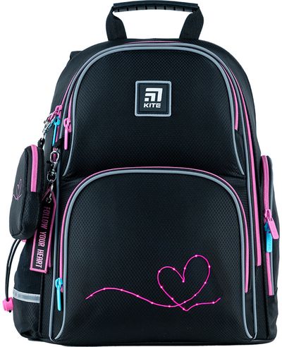 Ergonominė kuprinė Kite HEART, M, 39 cm, su LED, juodos sp.