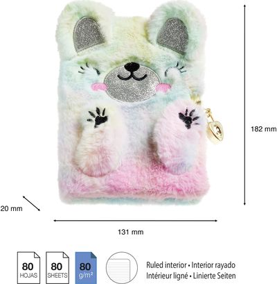 Dienoraštis B2F SECRET DIARY BEAR su spynele, kailinis, 80 l., 80 g