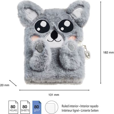 Dienoraštis B2F SECRET DIARY KOALA su spynele, kailinis, 80 l., 80 g