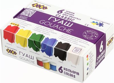Guašas Zibi CLASSIC KIDS Line, 6 spalvos x 20ml