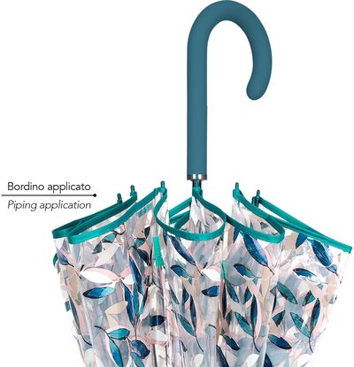 Skėtis Perletti Time LEAF, automat., ilg., dm. 89 cm, permatomas