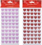 Lipdukai širdelės GLITTER HEART STICKERS 50 vnt. įv. rūšys