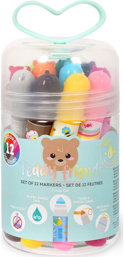 Žymeklių rinkinys TEDDY'S FRIENDS, 12 vnt., dėžutėje